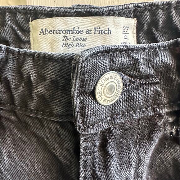 Abercrombie & Fitch Curve Love The Loose High Rise Jeans Black Long - Picture 5 of 8